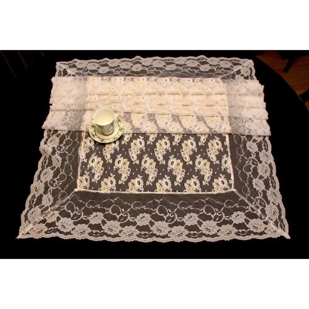 NEW BIG LONG WHITE GOLD LACE MANTEL DRESSER SCARF TABLE RUNNER